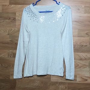 Faded Glory Long Sleeve T-shirt with Gold Sequins